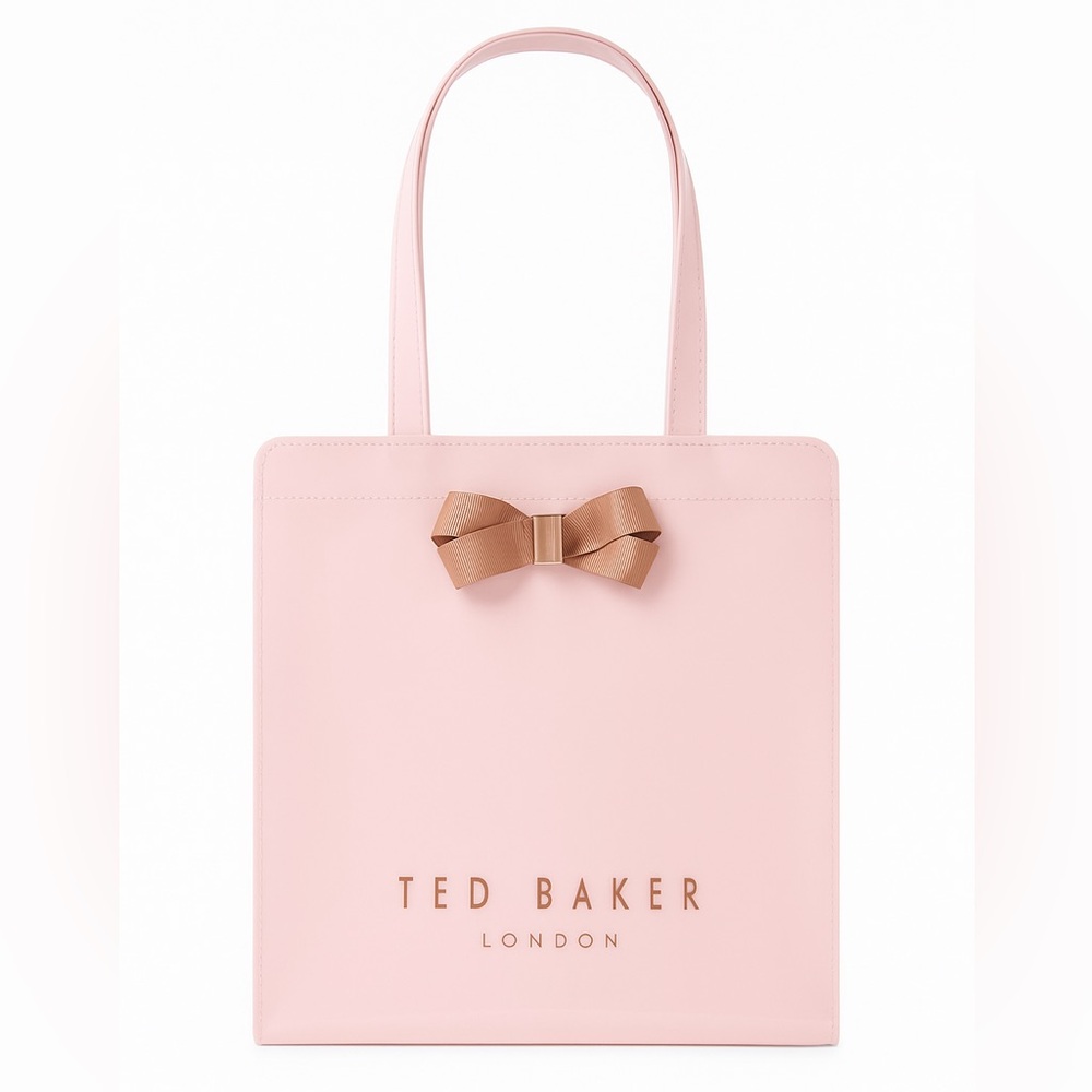 Authentic Ted Baker Pink Glossy Tote – Copper Bow | Rare Colour Combo